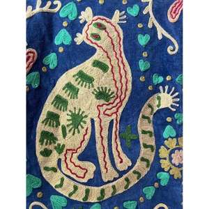 Artisan Blue <b>Velvet</b> Suzani <b>Jacket</b> Floral Embroidered With Animal Pattern Bohemian Full Sleeve <b>Women's</b> Spring Outerwear - Product Image 5