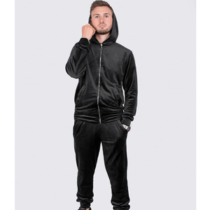 Customization Fashion Zip up <b>Tracksuit</b> Stacked Line Design Joggers Set <b>Men</b> <b>Velour</b> Sweatshirt and Sweatpants Suit for Man - Product Image 1