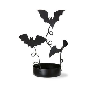 Support de bougie chauffe-plat en métal suspendu avec motif chauve-souris, couleur noire, pour décorations d'Halloween à la maison - Product Image 2