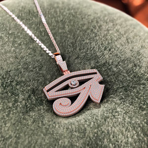 Collier unisexe tendance en argent 925 plaqué rhodium avec pendentif Hamsa, Œil d'Horus, Chrétien, Moissanite et Diamant, style Hip Hop, pour soirée, fin et élégant - Product Image 4