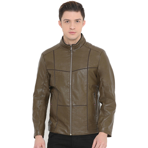 Men's 100% Polyester Wool/Viscose Shell Stand Collar <b>Covered</b> <b>Button</b> Patchwork Windproof Breathable High Street Style Jacket - Product Image 1