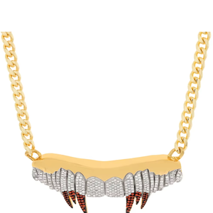 925 Sterling Silver Vampire Fang Pendant with Moissanite Bezel Setting Detail for Men Hip Hop Luxury Party <b>Statement</b> Necklace - Product Image 1