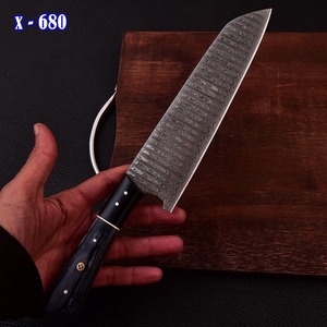 Cuchillo de chef hecho a mano de acero de Damasco, cuchillo de cocina con mango de madera Pakka y resina - Product Image 2