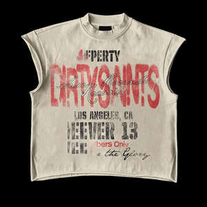 Ensemble deux pièces personnalisé pour homme, style vintage, t-shirt sans manches imprimé numériquement et short tricoté, 100 % coton respirant, été - Product Image 2