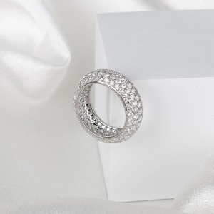 14K Gold Dome Pave Lab Diamond Full Eternity <b>Ring</b> Micro Pave <b>Stacking</b> Wedding Band for Women Elegant Anniversary Gift - Product Image 3