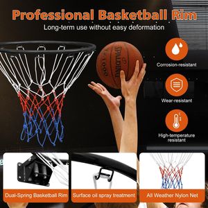 Cerchio da Basket in Acciaio da 18 Pollici Nero Solido con Doppia Molla per Uso Interno ed Esterno - Product Image 4