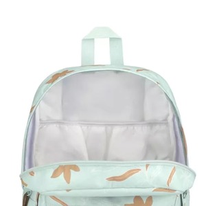 ONE CLICK ENTERPRISES Mint <b>Green</b> Floral Print Nylon <b>Backpack</b> with Front Pocket Brown Base 50-70L Capacity - Product Image 3