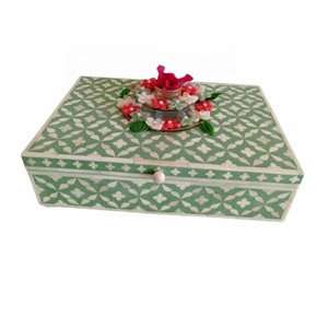 Haute qualité personnalisé os incrustation boîte motif géométrique décoratif bijoux boîte de rangement polyvalent organisateur cadeau pour les femmes - Product Image 6