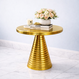 โต๊ะบาร์อะลูมิเนียมหล่อคุณภาพสูง หน้าโต๊ะทรงกลม ฐานทรงกรวยลายร่อง ดีไซน์ทันสมัย แข็งแรงทนทานต่อการเกิดสนิม เฟอร์นิเจอร์ตกแต่งสุดหรู - Product Image 1