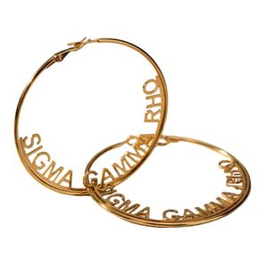 Pendientes de Aro Dorados Sigma Gamma Rho, Joyería de la Hermandad Griega, Pendientes Elegantes y Ligeros, Accesorio para Mujer - Product Image 2