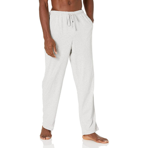 Pantalon de jogging décontracté pour homme en coton gris clair, taille élastique avec cordon de serrage, poches latérales, respirant, poids moyen, idéal pour l'automne - Product Image 1