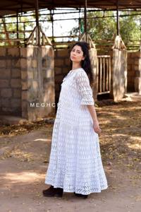 Mode bohème printemps écologique taille naturelle imprimé floral robe longueur au sol-broderie schiffli-plage/centre de villégiature/vacances - Product Image 3