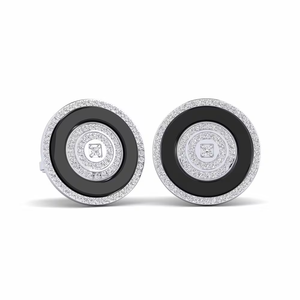 Boutons de manchette en argent pour homme avec motif floral en diamant, bijoux formels - Product Image 1