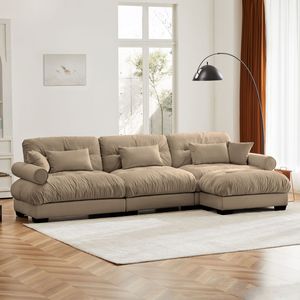 Divano Componibile in Velluto Super Confortevole e Oversize con Pouf Mobile, Braccioli Imbottiti e Seduta Profonda per Soggiorno - Product Image 2