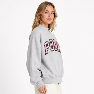 Greek Letter Mock Neck Sweatshirt with <b>Gingham</b> Greek Letter Applique Embroidery 100% Cotton oversized Mock Neck Sweatshirt - Product Image 4