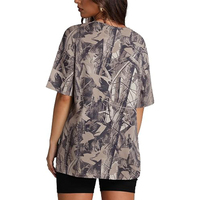 T-shirt camouflage oversize pour femme et homme, imprimé graphique feuille d'érable, manches courtes, col rond, streetwear