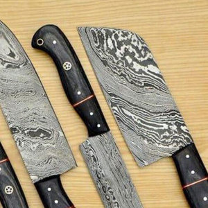 Juego de cuchillos de chef de diseño elegante, juego de cuchillos de cocina para preparar carne, verduras y pescado, juego de cuchillos de chef de acero de Damasco - Product Image 6