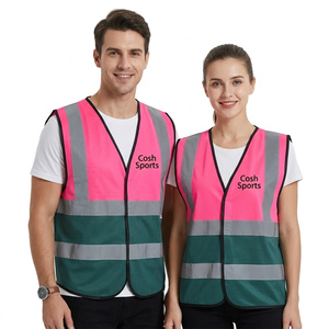 Chaleco de Seguridad Unisex Transpirable con Cuello en V, Ropa de Trabajo Reflectante de Alta Visibilidad con Cierre de Cremallera Frontal Ajustable - Product Image 1