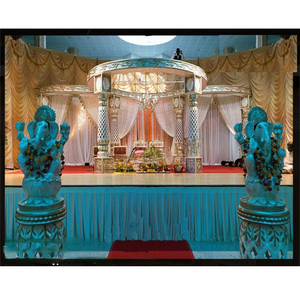 Ensemble Mandap de style Haveli blanc, ensemble Mandap de mariage Manavarai, Mandap en fibre Akshara au look boisé unique du Sri Lanka, décoration d'événements aux États-Unis - Product Image 1