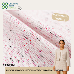 RCO-2B2375 Lana de mar reciclada PET/Poliéster/AC/R/NY/LUX=22/42/17/10/7/2 Y/D, Chenilla de lujo de moda hecha con mezcla de lana de mar reciclada sostenible - Product Image 2