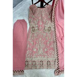 Conjunto de Top de Georgette, Pantalones Palazzo y Dupatta para Mujer con Bordado de Diamantes - Product Image 3