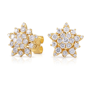 ต่างหูเพชรทรงดาว 1.1 กะรัต เพาะเลี้ยงในห้องปฏิบัติการ ได้รับการรับรองจาก IGI ตัวเรือนทอง 10 กะรัต ชุบโรเดียม ประดับด้วยดีไซน์ Dancing Halo แบบ 3-in-1 เครื่องประดับสุดหรู - Product Image 6