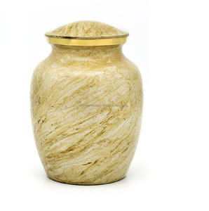 Urnes funéraires en laiton de haute qualité et classiques avec bande étain et urnes funéraires en métal fini marbre bleu - Product Image 5