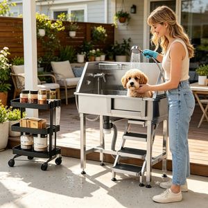 Stazione Professionale per Toelettatura di Cani e Gatti in Acciaio Inox e Legno per Uso Interno, per Bagno e Lavaggio di Cani, Gatti e Rettili, Materiale PP - Product Image 5