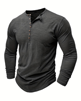 Men's Short Sleeve Henley T-Shirt Enzyme Wash Printed Graphic Breathable Jersey Knitted Cotton Regular Fit Casual V-neck Regular