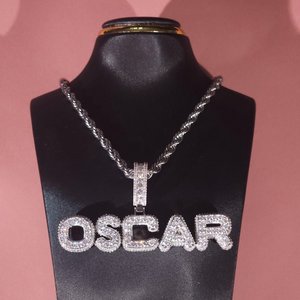Collar con Colgante de Nombre Personalizado con Incrustaciones de Circonitas, Estilo Hip Hop, Letras con Diseño Graffiti, Joyería Brillante para Hombre - Product Image 2