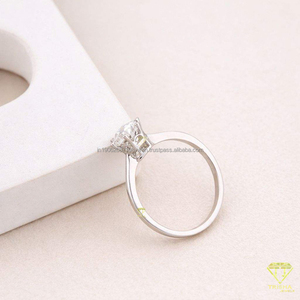 Classic VVS Moissanite Diamond <b>Solitaire</b> Engagement <b>Ring</b> 925 Sterling <b>Silver</b> White Gold Plated Promise <b>Ring</b> For Women Jewelry - Product Image 4