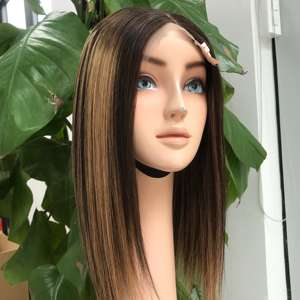 Perruque en cheveux vierges vietnamiens Super Double Drawn Lace à cuticule alignée os droit avec dentelle transparente couleur piano - Product Image 3