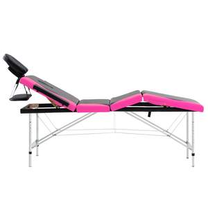 Table de massage pliable en aluminium à 4 zones, couleur noir et rose - Product Image 5