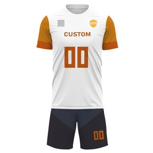 เสื้อฟุตบอลสีขาวส้มแบบกำหนดเอง คอวี แขนสั้น ไร้ตะเข็บ ระบายอากาศเร็ว ผลิตจากโพลีเอสเตอร์ สำหรับผู้ใหญ่ ทั้งชายและหญิง เหมาะสำหรับฤดูร้อน สามารถสั่งทำได้สำหรับทีม - Product Image 4