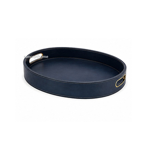 Bandeja de Servir Octogonal Negra con Borde Dorado y Asas, Acabado Lacado de Color Sólido, Uso Residencial - Product Image 4