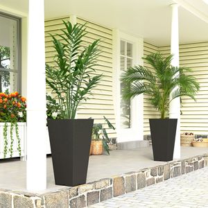 Set di 2 Vasi per Fiori in Plastica Nera Alti 23 Pollici, Fioriere da Esterno per Porta d'Ingresso, Patio e Giardino, Supporti in Metallo per Piante Inclusi - Product Image 2