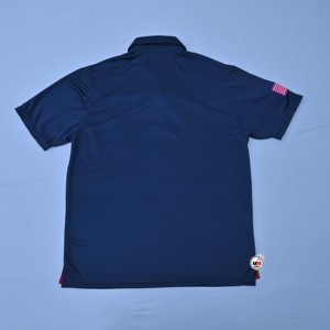 Camisetas Polo de Manga Corta Azul Marino para Hombre OEM con Bordado de la Bandera Americana en el Manga Izquierdo, Tejido de Punto de Secado Rápido, Estilo Casual - Product Image 3
