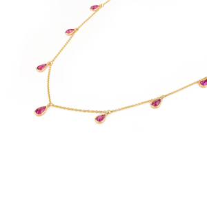 Handmade Precious Gemstone 100% Genuine <b>Ruby</b> Stacking Charm <b>Necklace</b> Pure K14 Yellow Gold July Birthstone Jewelry Supplier - Product Image 3