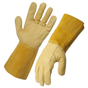 Gants de soudage TIG personnalisables en cuir pleine fleur durable, pour l'hiver, la lutte contre les incendies, le barbecue, la sécurité, certifiés CE - Product Image 1