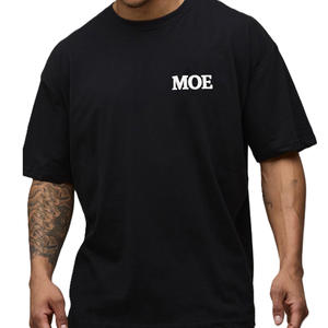 T-shirts en coton noir pour hommes, imprimé floral au dos, logo minimaliste à l'avant, coupe décontractée, streetwear, manches courtes, vente en gros OEM - Product Image 1