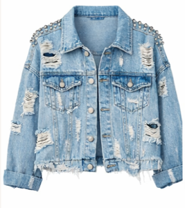 เสื้อแจ็คเก็ตยีนส์ผู้หญิงทรงหลวม ลายแจ็คการ์ด แขนยาว สไตล์คาร์ดิแกน กันลม ลายเสือดาว มีเข็มขัด โลโก้ ผ้าฝ้าย 100% ซักแล้ว - Product Image 1