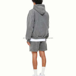 Ventes en gros de sweats à capuche personnalisés en coton 100% pré-rétréci, fermeture éclair bidirectionnelle, double capuche, sweat à capuche lavé pour hommes - Product Image 4