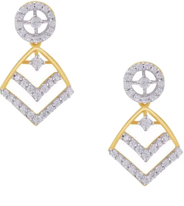 ZAWO HOUSE Boucles d'oreilles de luxe pour femmes plaquées or jaune avec diamants taille brillant ronde couleur G, bijoux de soirée - Product Image 3