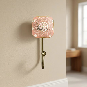 Vintage Ceramic + Metal Eco-Friendly Waterproof Adjustable <b>Wall</b> Hook Self-Adhesive Installation <b>for</b> <b>Clothing</b> Bathroom Bedroom - Product Image 1