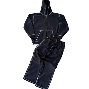 ชุดวอร์มซิปแบบยูนิเซ็กซ์สำหรับฤดูหนาว ผ้าฝ้าย 100% แบบเรียบง่าย สวมใส่สบาย แห้งเร็ว ระบายอากาศได้ดี ผ้าฟลีซ ชุดเซ็ตเต็มตัวพร้อมฮู้ด - Product Image 4