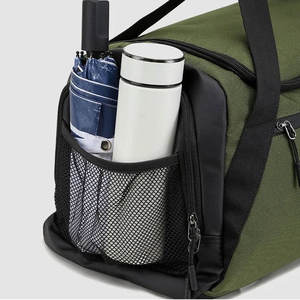 Sac de sport avec compartiment à chaussures en tissu Oxford, fermeture éclair, écologique, léger, vert et noir, pour l'exercice, le fitness, les voyages et la salle de sport - Product Image 5