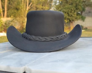 Genuine Leather Cowboy <b>Hat</b> Handmade <b>Western</b> Ranch Outback <b>Hat</b> Custom Logo OEM ODM Wholesale Fashion Cap - Product Image 1