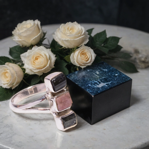 แหวนเงินทำมือสำหรับงานแต่งงาน/งานหมั้นแหวนปาร์ตี้แฟชั่นใหม่8.25เราขนาดหลายทัวร์มาลีน6X4มม. ทรงสี่เหลี่ยมผืนผ้าสไตล์ชาติพันธุ์ - Product Image 3