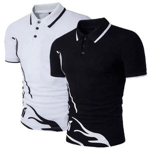 Men's Green Short Sleeve <b>Polo</b> Shirt With <b>White</b> Print Casual Knitted Top Breathable Regular Fit - Product Image 3