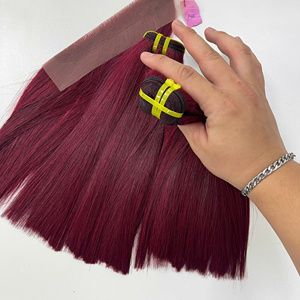 เซ็ตชุดมัดและปิดผมคนแท้แบบตรงลายลูกไม้สีไวน์คุณภาพสูง - Product Image 4